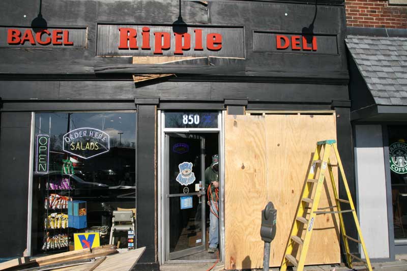 Random Rippling - Car hits Bagel Deli 