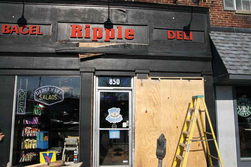 Random Rippling - Car hits Bagel Deli 