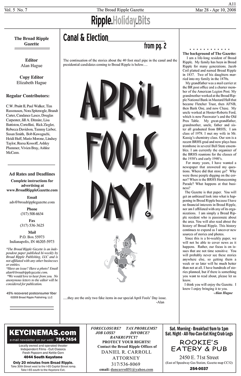 April Fools Day issue - Front Page