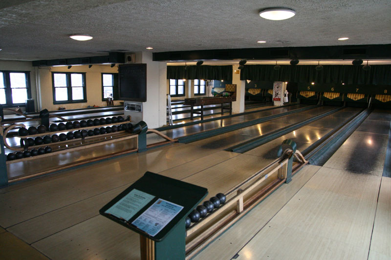 One of the two duckpin bowling alleys in the Fountain Square Theatre building.