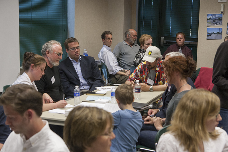 Gazette asst editor Ashley Plummer, Gazette columnist Conrad Cortellini, Councillor Ryan Vaughn, and in the back, John Hill of the Broad Ripple Brewpub