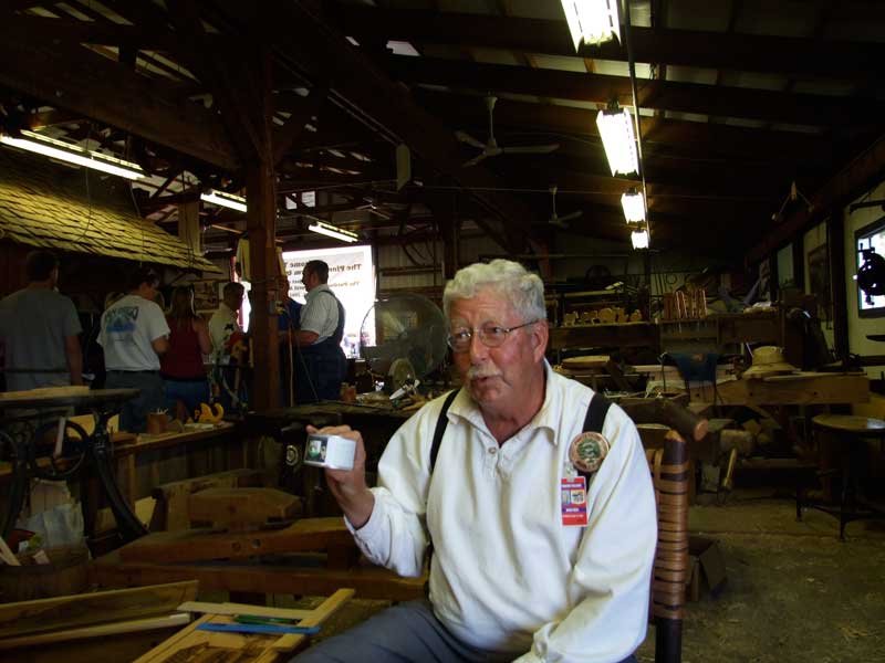 Woodworker Dick Reel in the Pioneer Barn.