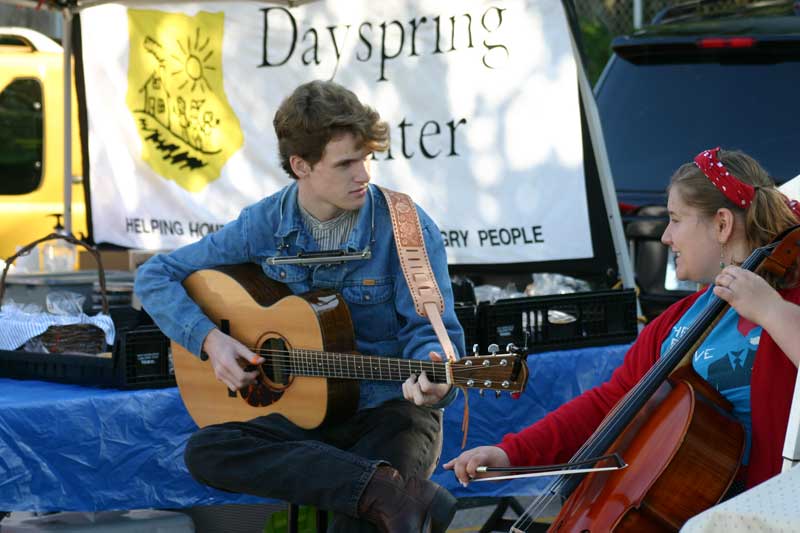 Caleb and Hannah Hawkins performed at the market