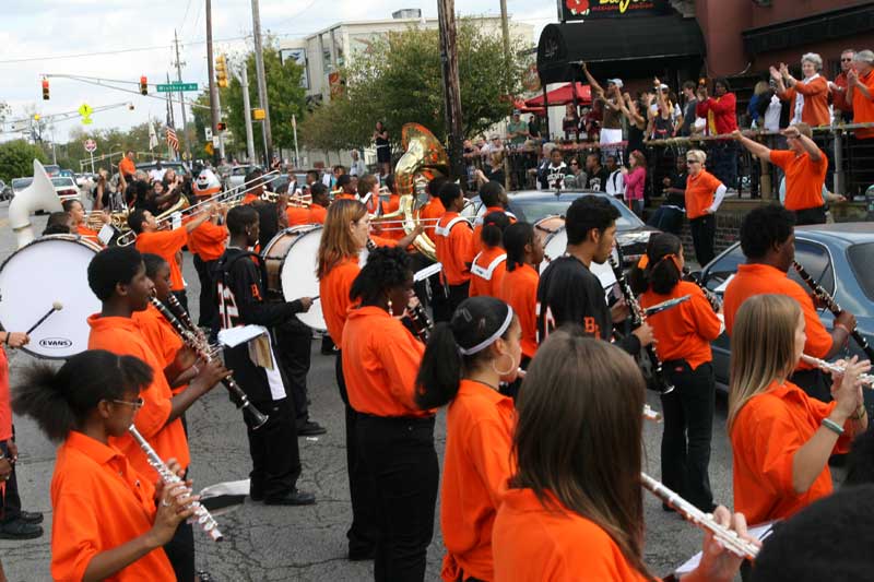 The marching band stopped to play in front of La Jolla