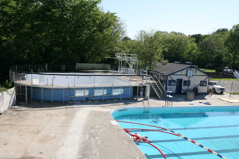 The Rivi diving tank as seen from the top of the slide