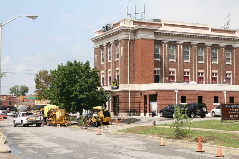 Working in front of Mustard Hall.