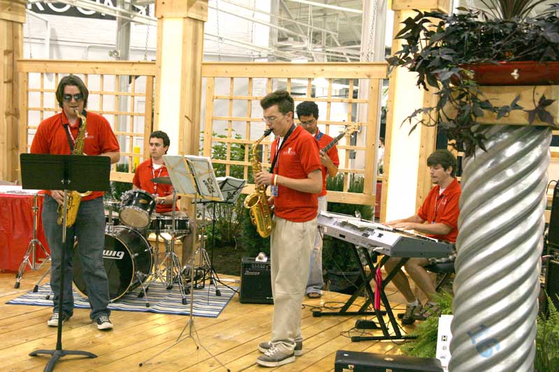 The Ball State University jazz band performing in the Horticulture Building.
