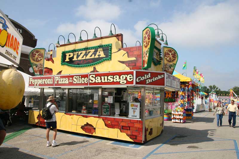Pizza cone booth (the cones taste great!).