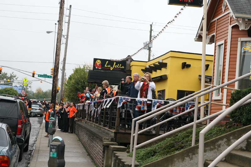 Teachers gathered at La Jolla to watch the parade.