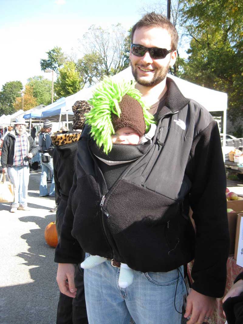 Adam Darnell and his baby, Remy, at the October 10, 2009, market