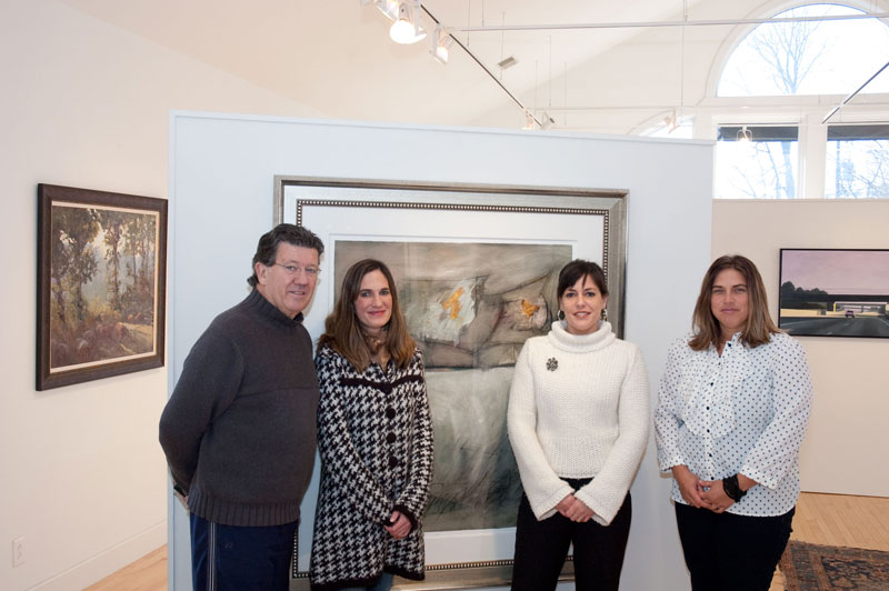 Edition Limited's John Mallon, Chris Mallon, Amanda Presnell, and Brandi Cassis in front of Lois Main Templeton's <i>All Out Of The West</i>.