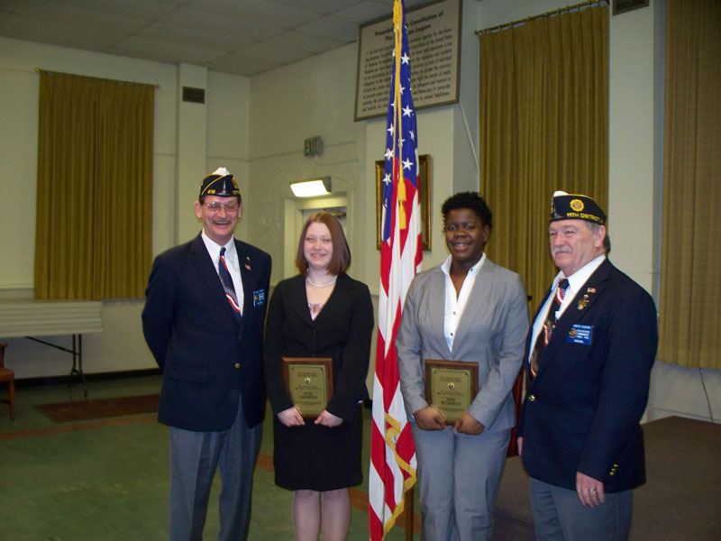 Paul Smith -10th District Commander, Leah Holden, Kadiesha Ricks, and Kenneth Cooper - 11th District Commander at the contest.