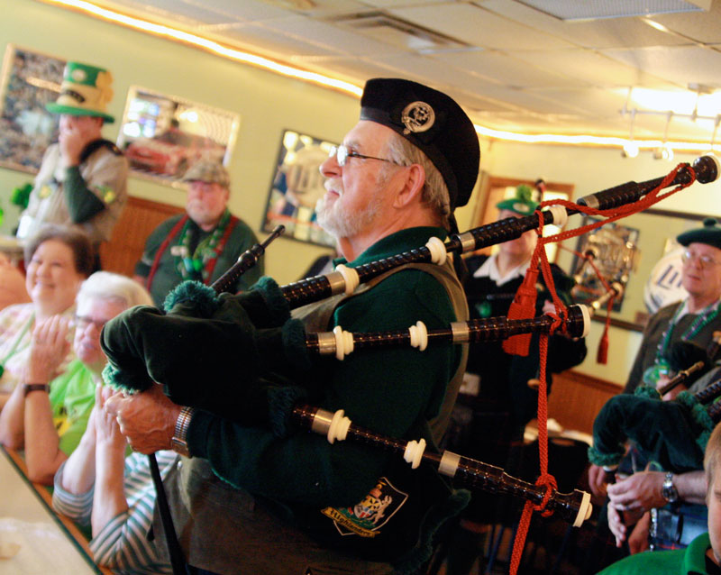 Bagpiper at Just Judy's.