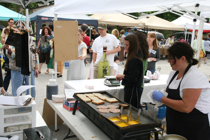 Breakfast sandwiches from the Skillington Farms booth were available at the May 22 market. 
