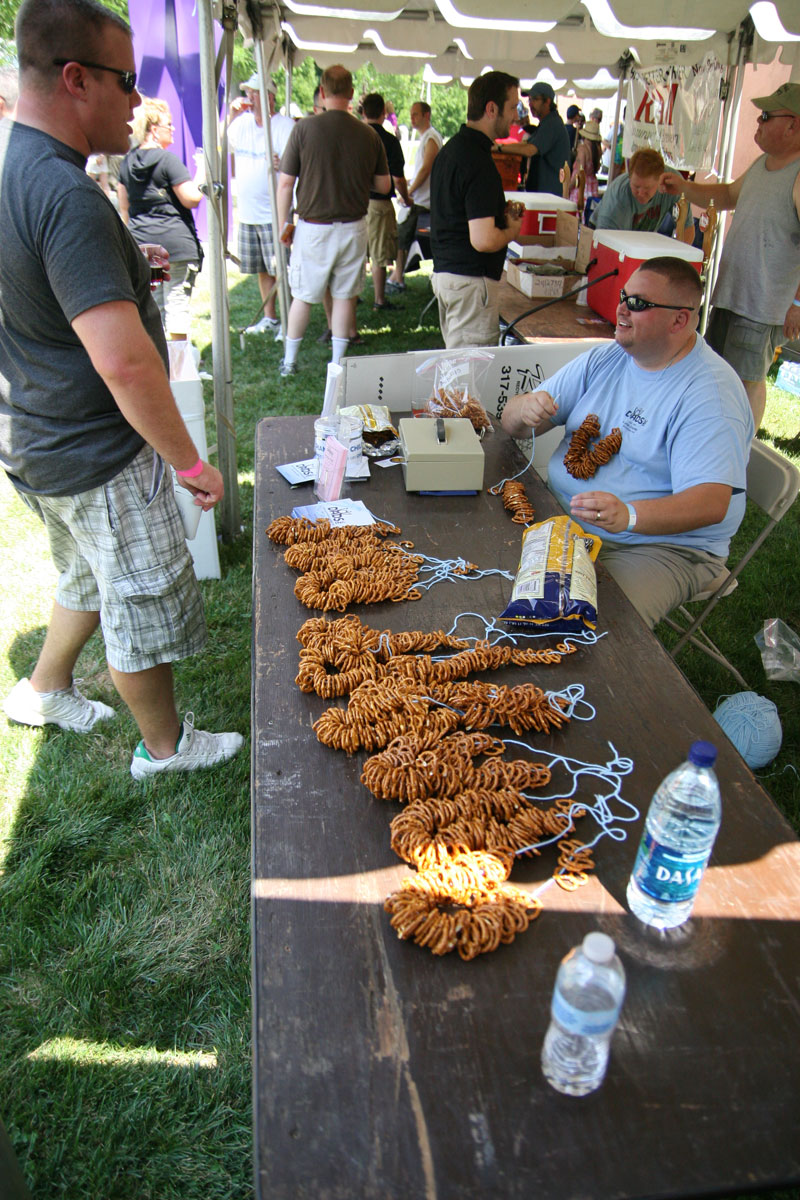 Pretzel necklaces (you need to eat while you drink!) were sold by www.dadsinc.org.