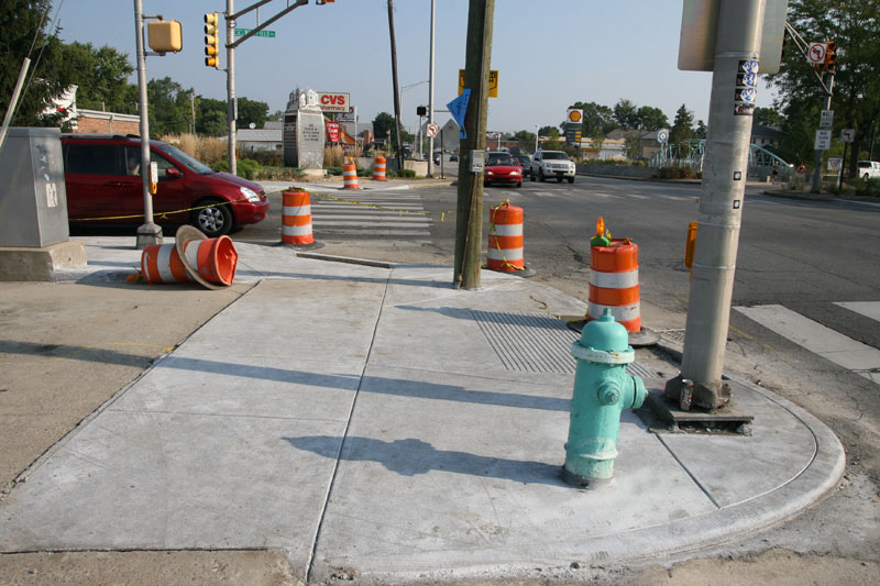 The sidewalks and curbs were replaced on the north and south corners of the west side of College Avenue at Westfield Boulevard.