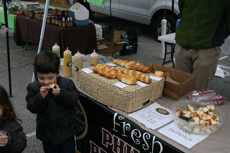 Free pretzel samples from A Taste of Philly, located at 42nd and College Avenue.