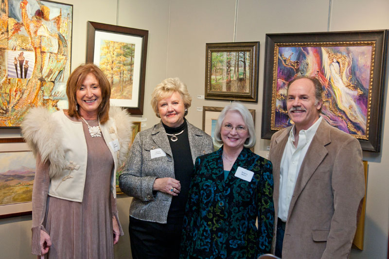 Carol Boarman, Janice Lindboe, Beverly Mathis, and Gallery Coordinator Jeff Lovell at the opening.