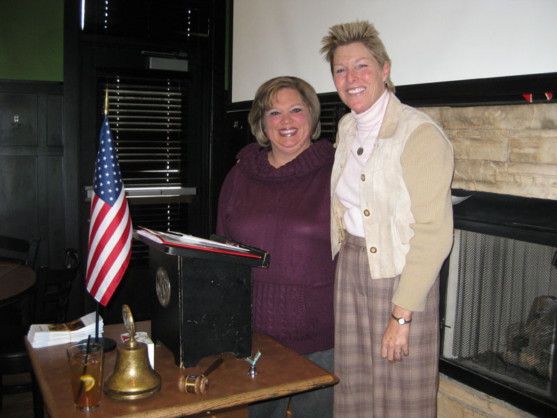 Principal Stephanie West and Broad Ripple Kiwanis Club President Judy Weerts Hall.