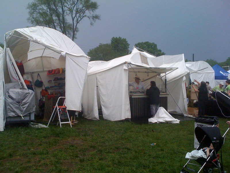 Storms came in and the winds blew down tents