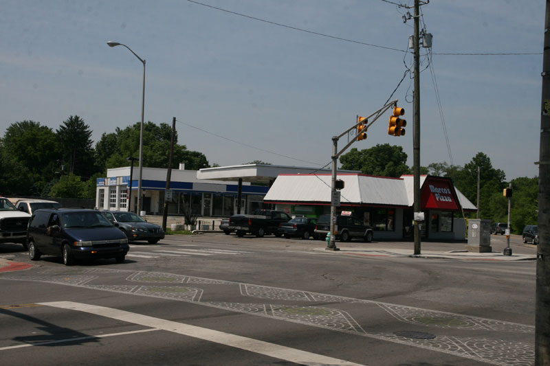 The site of the new mixed-use parking structure and College and Westfield.