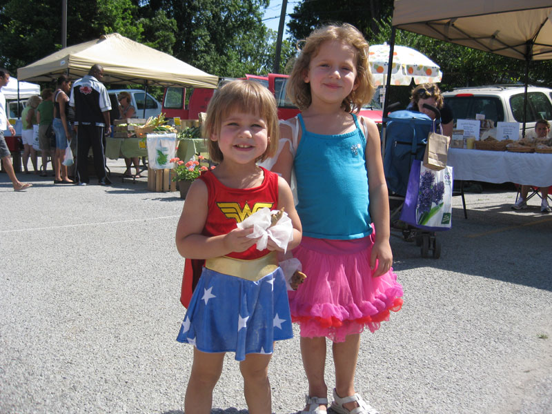 Wonder Woman visits BR! Penny and Abigail Waschow at the July 16, 2011, market.