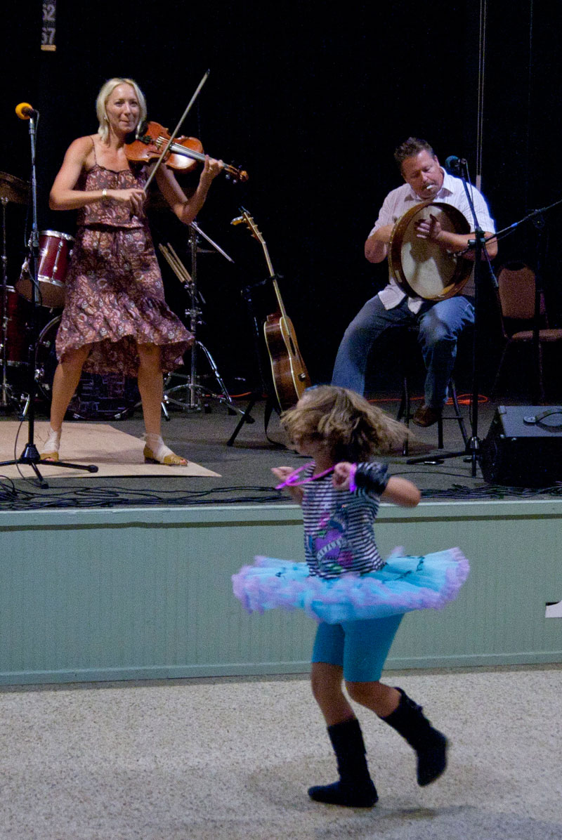 Emily Thompson's fiddle and clogging was too much to not join in.