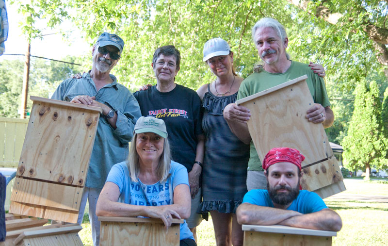 The bat house gang from Rocky Ripple. Front Row, left to right: Dhyana Raynor, Phil van Hest. Back Row, left to right: Chris Wright, Megan Wright, Julie Bleakley, John Bleakley.