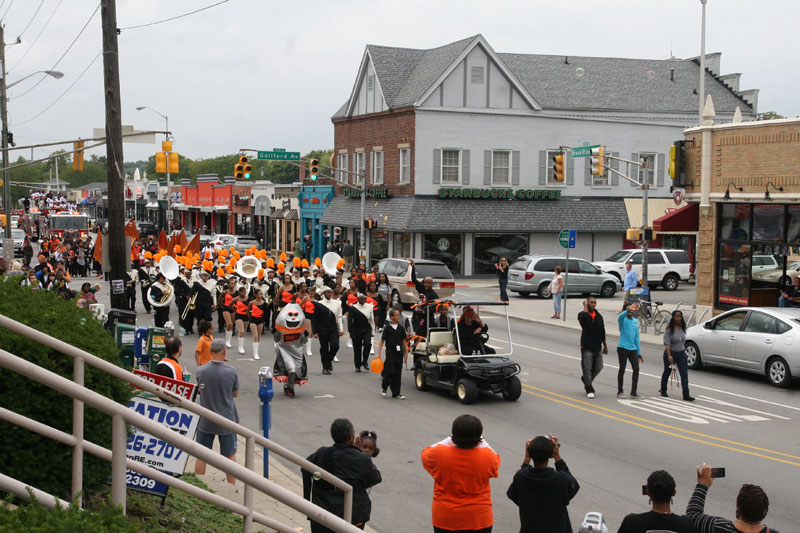 The parade coming down Broad Ripple Avenue.