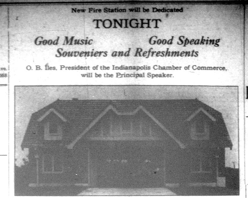 Announcement of the original dedication ceremony for the station from the 1922 Broad Ripple Booster.