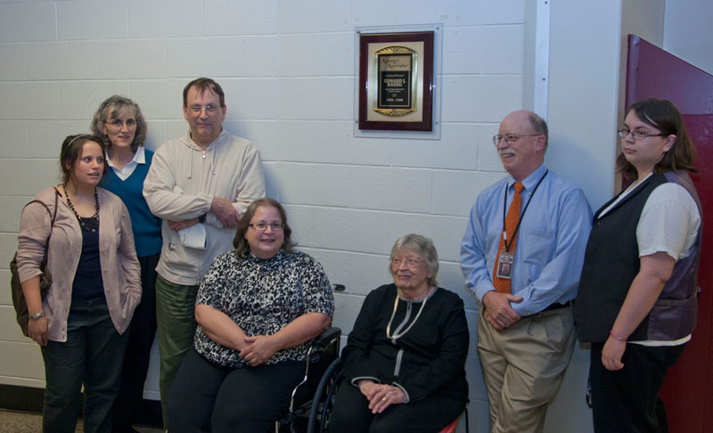 Edward Kassig's family at the unveiling (L to R): Meredith Lee (granddaughter-in-law), Paula Kassig (daughter-in-law), Erik Kassig (son), Julia McCormick (daughter), Elizabeth R Kassig (wife), Edward Kassig II (son), Penny McCormick (granddaughter).