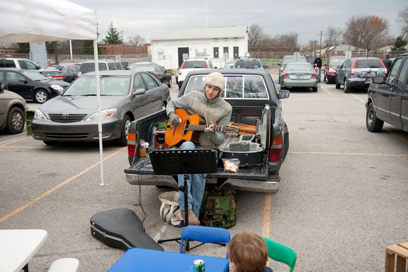 Jared Rust performed at the chilly November 19 market.