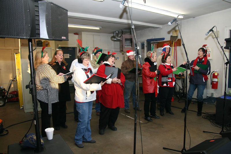 The Golden Singers performing in the firehouse