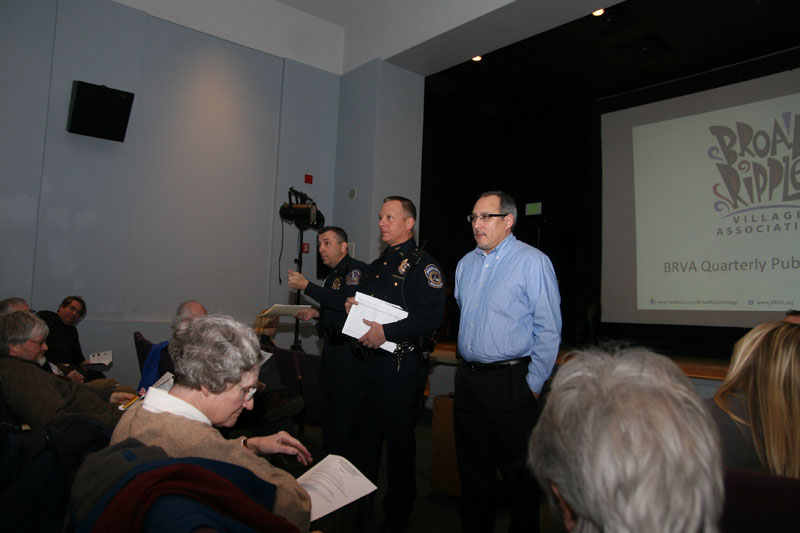 Left to right: Commander Tom Koppel, Lieutenant Chris Heffner, and Crime Watch Specialist Jesus Olvera at the BRVA meeting.