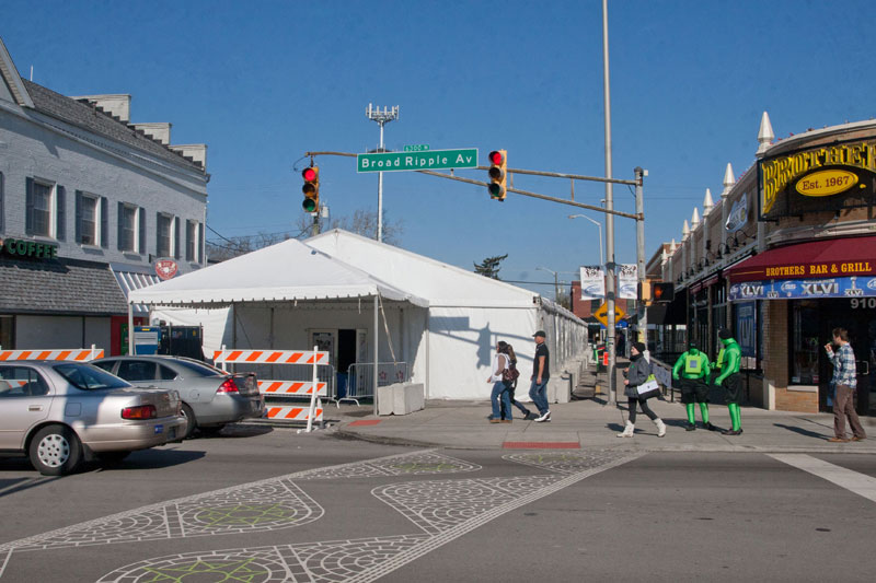 The huge tent on Guilford Avenue for Super Celebration concerts [G4 on map].