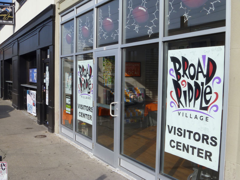 The Broad Ripple Visitors Centers at 818 Broad Ripple Avenue [H4 on map].