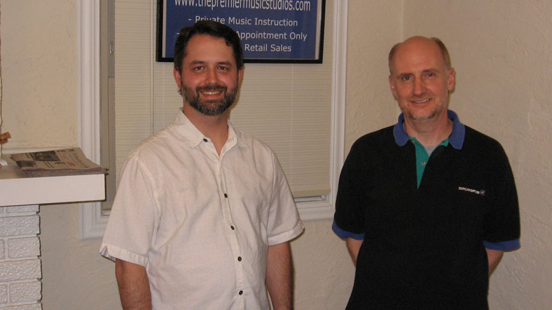 Pianist John Dick and guitarist Brian Johns own Premier Music Studios at 6177 North College Avenue.