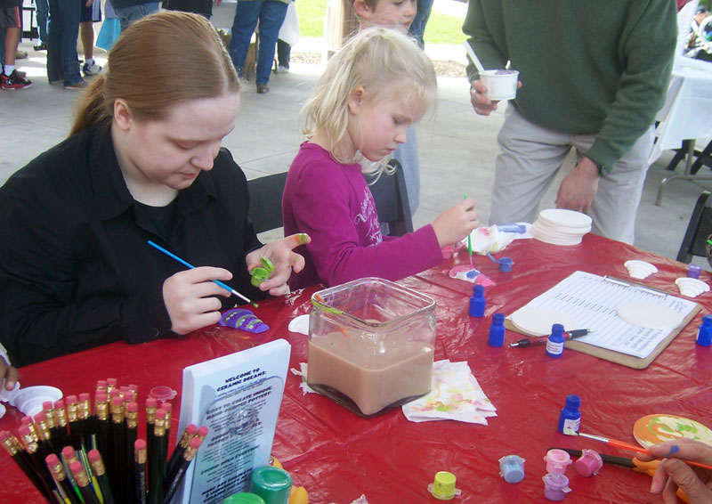 Attendees painted ceramics as one of the activities at the Indianapolis Art Center.