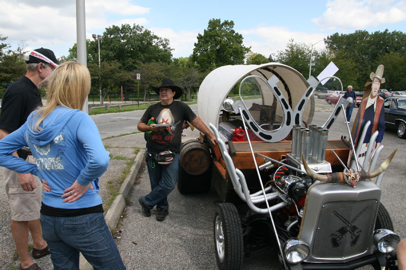 A covered wagon creation by A Ok Car Care at 56th and Keystone