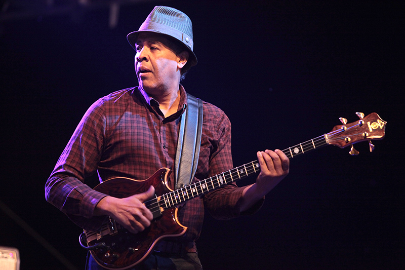 Stanley Clarke, shown here, played electric and acoustic bass, turning those instruments into a deep driving form of lead guitar. George Duke played a variety of keyboards. The crowd was wildly enthusiastic and the performers responded to their emotion.