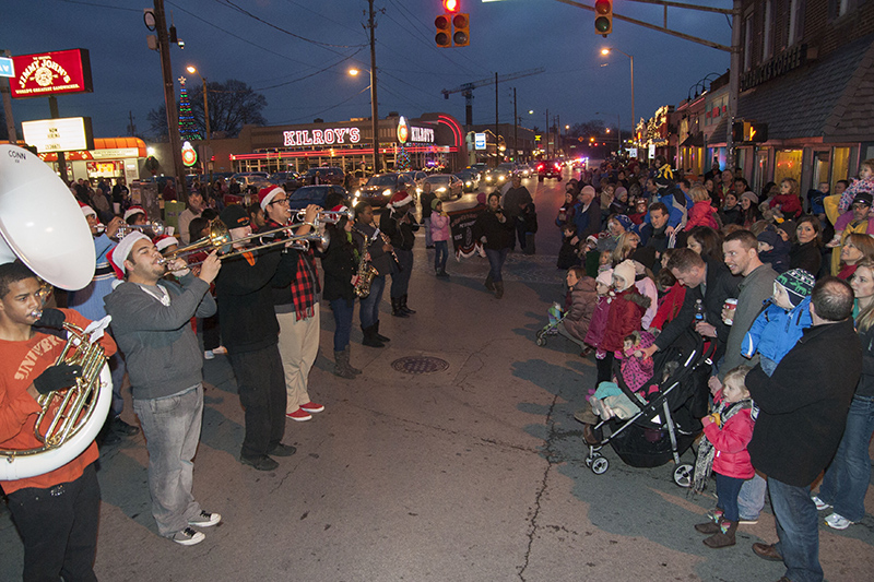 Broad Ripple Magnet High School marching band stopped at Guilford to play for the crowd