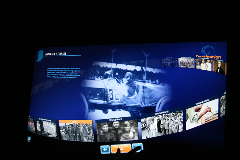 Touch-screen panels allow visitors to select stories on all portions of the state.