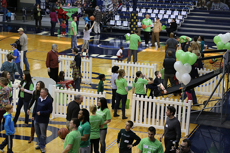 Random Rippling - Northside residents shot hoops on famous hardwood during Angie's List party