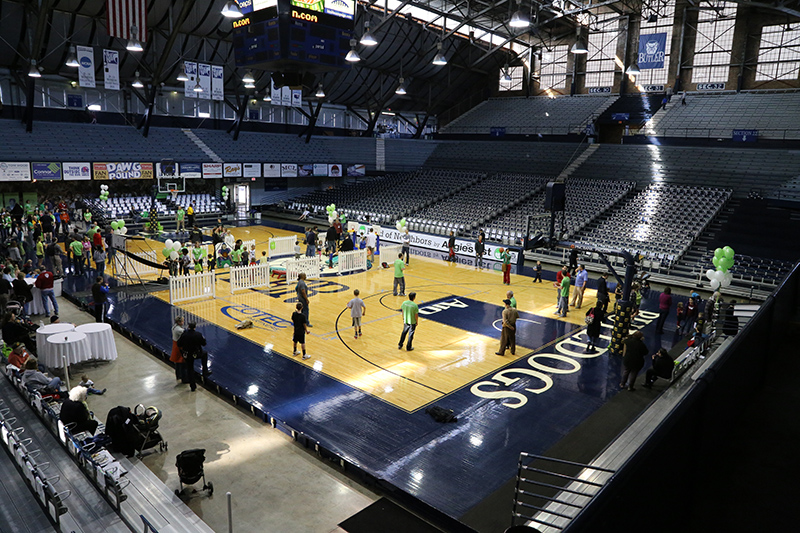 Random Rippling - Northside residents shot hoops on famous hardwood during Angie's List party