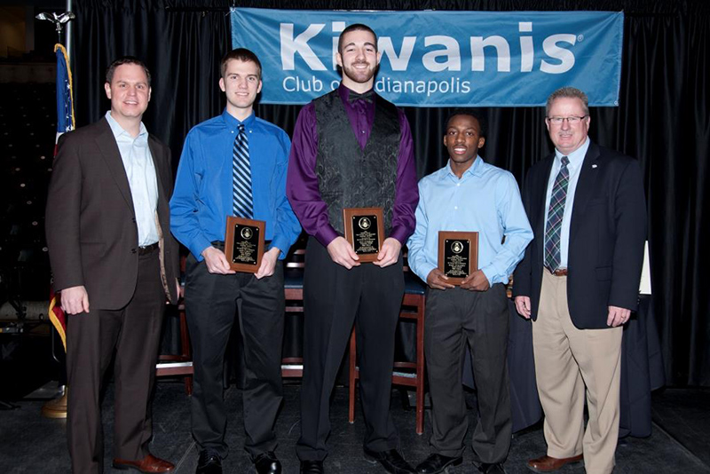 Five Marion County senior high school boys basketball players receive Kiwanis/Pacers scholarships
