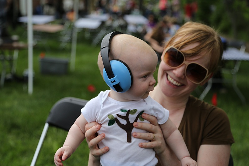 Fashionable hearing protection for the savvy rock and roller spotted at the United States Three reunion show