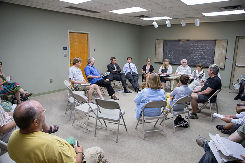 The committee and a few resident observers at the monthly meeting.