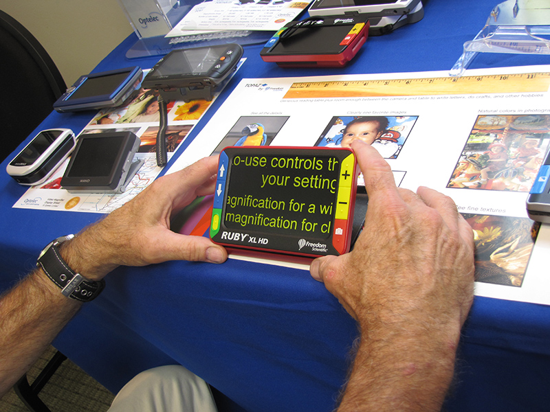 A portable magnifier available at EYE Can See.