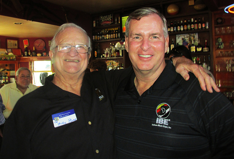 Bobby Plump and Mayor Greg Ballard at Plump's Last Shot, 6416 Cornell Avenue.