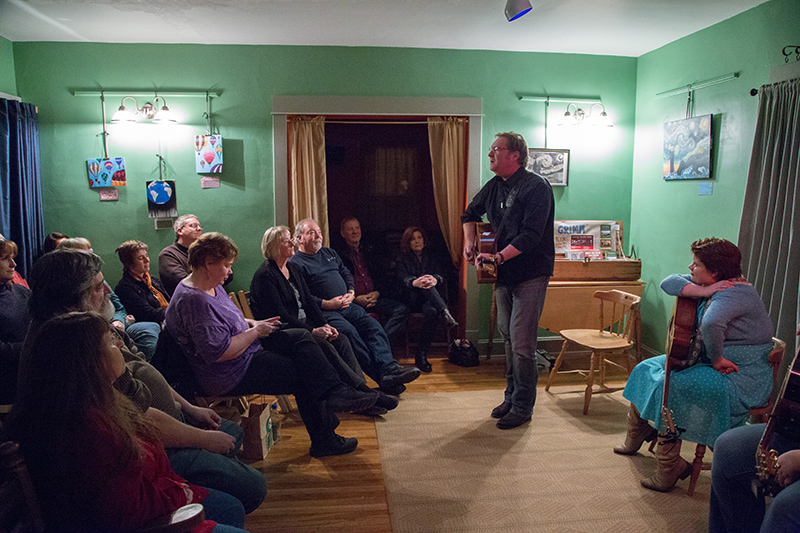 Tim performing to the full house